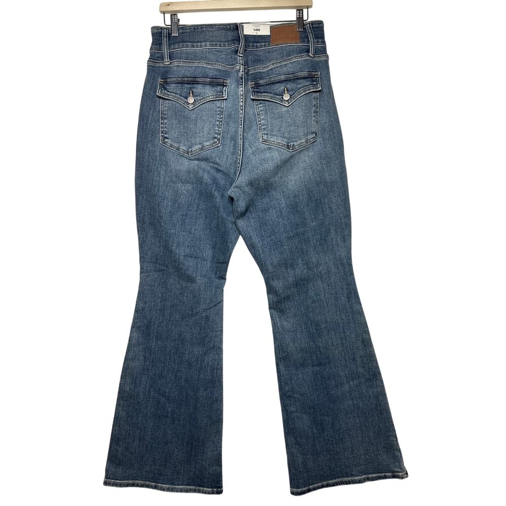 Judy Blue Sz 14W High Waist Flare Jeans Tall Double Button Tinted Blue Denim - Picture 6 of 15